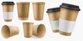 Craft cup paper. Blank brown coffee cup template