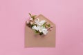 Craft envelope full of spring white flowers