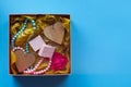 The craft gift box with the heartcard and sweets Royalty Free Stock Photo