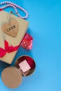 The craft gift box with the heartcard and sweets Royalty Free Stock Photo