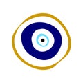 Craft hand drawn Turkish evil eye. Mandala greek evil eye. Symbol of protection in Turkey, Greese, Cyprus. Blue Turkish Fatima`s