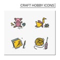 Craft hobby set hand drawn color icons Royalty Free Stock Photo