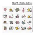 Craft hobby set hand drawn color icons Royalty Free Stock Photo