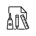 Black line icon for Craft, glue and scrapbook Royalty Free Stock Photo