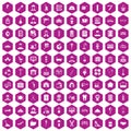 100 craft icons hexagon violet