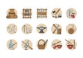 Craft Icons: Line Art Vector Set Royalty Free Stock Photo