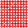 100 craft icons set red
