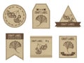 Craft labels vintage design with illustration of ginkgo