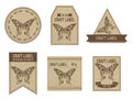 Craft labels vintage design with illustration of madagascan sunset moth