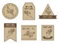 Craft labels vintage design with illustration of wax flower