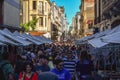 craft market in San Telmo, Buenos Aires, crowded with people