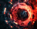 Craft a mesmerizing backdrop background featuring a digital padlock symbolizing IT security in a unique abstract fashion