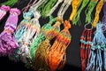Multicolored handicraft braided laces to make hair ornaments, bracelets and necklaces Royalty Free Stock Photo
