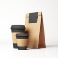Craft paper bag and cups