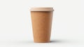 Craft paper biodegradable disposable cup with lid for hot drinks. Tea or coffee to take away. Copy space mockup for logo Royalty Free Stock Photo