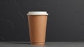 Craft paper biodegradable disposable cup with lid for hot drinks. Tea or coffee to take away. Copy space mockup for logo Royalty Free Stock Photo