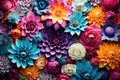 Craft Paper Flowers Texture Background, Beatuful Floral Arangement, Craft Paper Flowers Pattern Royalty Free Stock Photo
