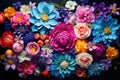 Craft Paper Flowers Texture Background, Beatuful Floral Arangement, Craft Paper Flowers Pattern Royalty Free Stock Photo