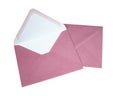 Craft pink envelope isolated on the white background Royalty Free Stock Photo