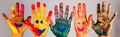 paint child concept art fun finger colorful hand artist smile. Generative AI. Royalty Free Stock Photo