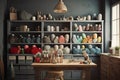 Craft Room: Capture a set of images that showcase a fun, organized craft room. Generative AI