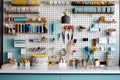 Craft Room: Create a set of images that showcase a creative, organized craft room. Generative AI