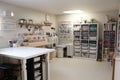 craft room, filled with supplies and tools for crafting
