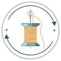 Craft Sewing Spool with Needle Icon, Handcrafts Materials Concept, Tailoring Services, Handmade Clothes, Circular Royalty Free Stock Photo