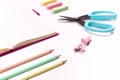 Craft supplies scissors pencils pen