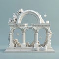 Craft a thoughtprovoking design featuring an eyelevel perspective of ancient inventions like the aqueduct or paper Use a blend of