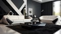 Sleek Ultra-Modern Living Room with Contemporary Elegance. Generative AI