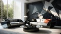 Sleek Ultra-Modern Living Room with Contemporary Elegance. Generative AI