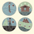 craft vector vintage labels of ski resort