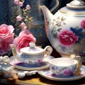 craft a visual representation of the delicate details in a piece of fine china trending on artst