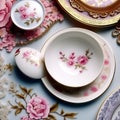 craft a visual representation of the delicate details in a piece of fine china trending on artst