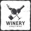 Craft wine. Winery company badge, sign or label. Vector illustration.