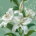 Endless Blossoms: Seamless Easter Lily Background Tile Royalty Free Stock Photo