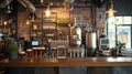 A craftbeer bar showcasing an assortment of beers neatly arranged on the counter, ready to be served with brewing Royalty Free Stock Photo