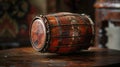 A crafted wooden "Raban" drum, a traditional instrument used during Sinhalese New Year celebrations. The drum is