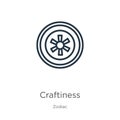 Craftiness icon. Thin linear craftiness outline icon isolated on white background from zodiac collection. Line vector sign, symbol Royalty Free Stock Photo