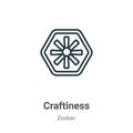 Craftiness outline vector icon. Thin line black craftiness icon, flat vector simple element illustration from editable zodiac Royalty Free Stock Photo