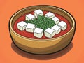 Crafting a delectable flat illustration of miso soup with tofu in a warm and inviting kitchen environment Royalty Free Stock Photo
