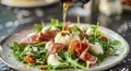 Crafting a Delectable Salad with the Finest Burrata Cheese, Crisp Arugula, and Prosciutto