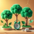 Crafting nature: creating lifelike plastic trees in stunning vector art