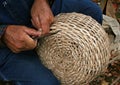 Crafting old-fashioned wicker basket