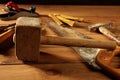 Craftman carpenter hand tools artist Royalty Free Stock Photo