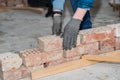 Build a wall with chimney bricks - mason Royalty Free Stock Photo