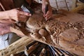 Craftsman carving wood Royalty Free Stock Photo