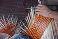craftsman hands working basketry Royalty Free Stock Photo