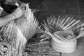 craftsman hands working basketry Royalty Free Stock Photo